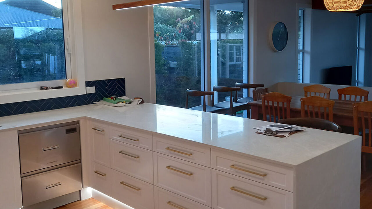 Kitchen with under-cabinet lighting